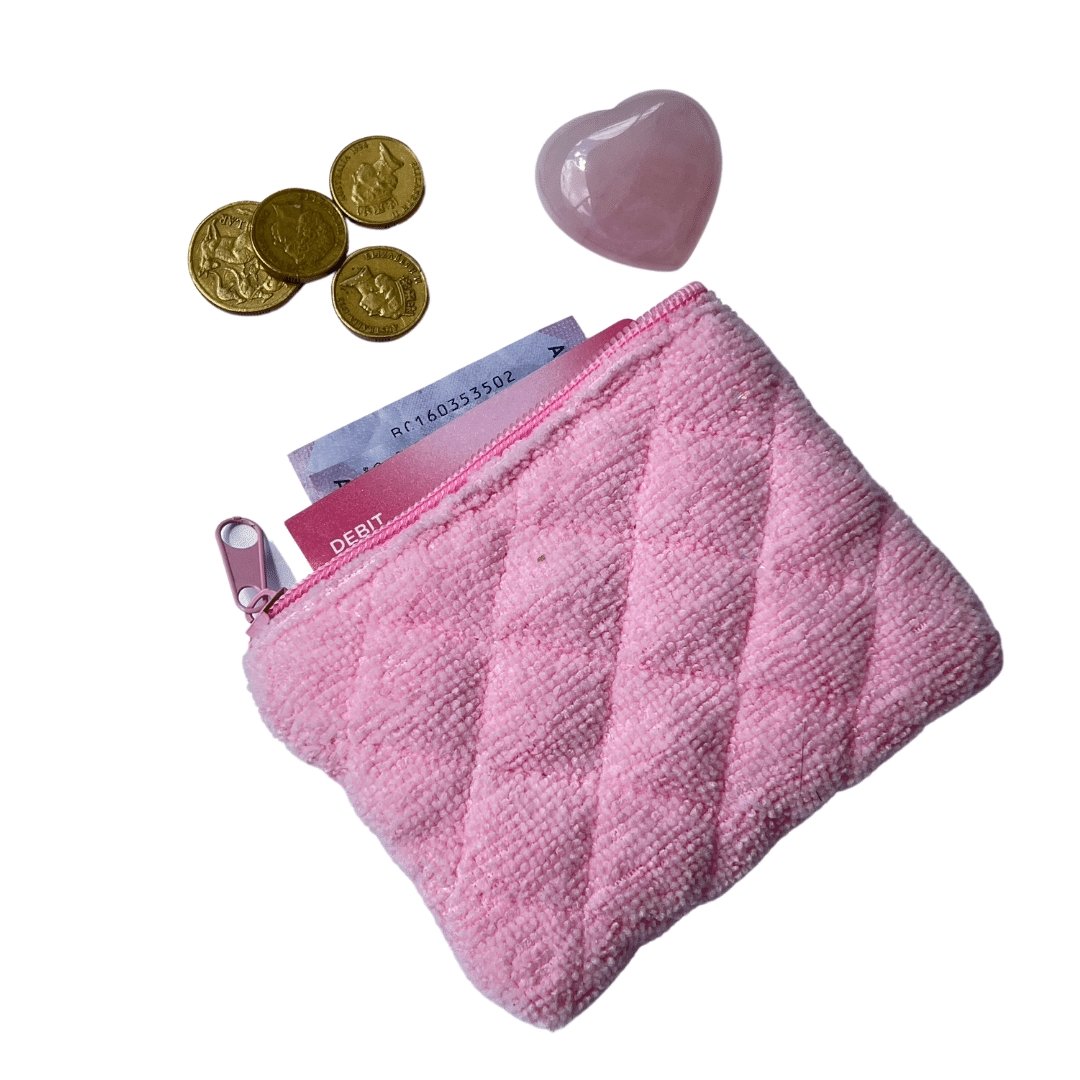 Aura Wallet Pink Terry Gingham Quilted Wallet Astala Luna