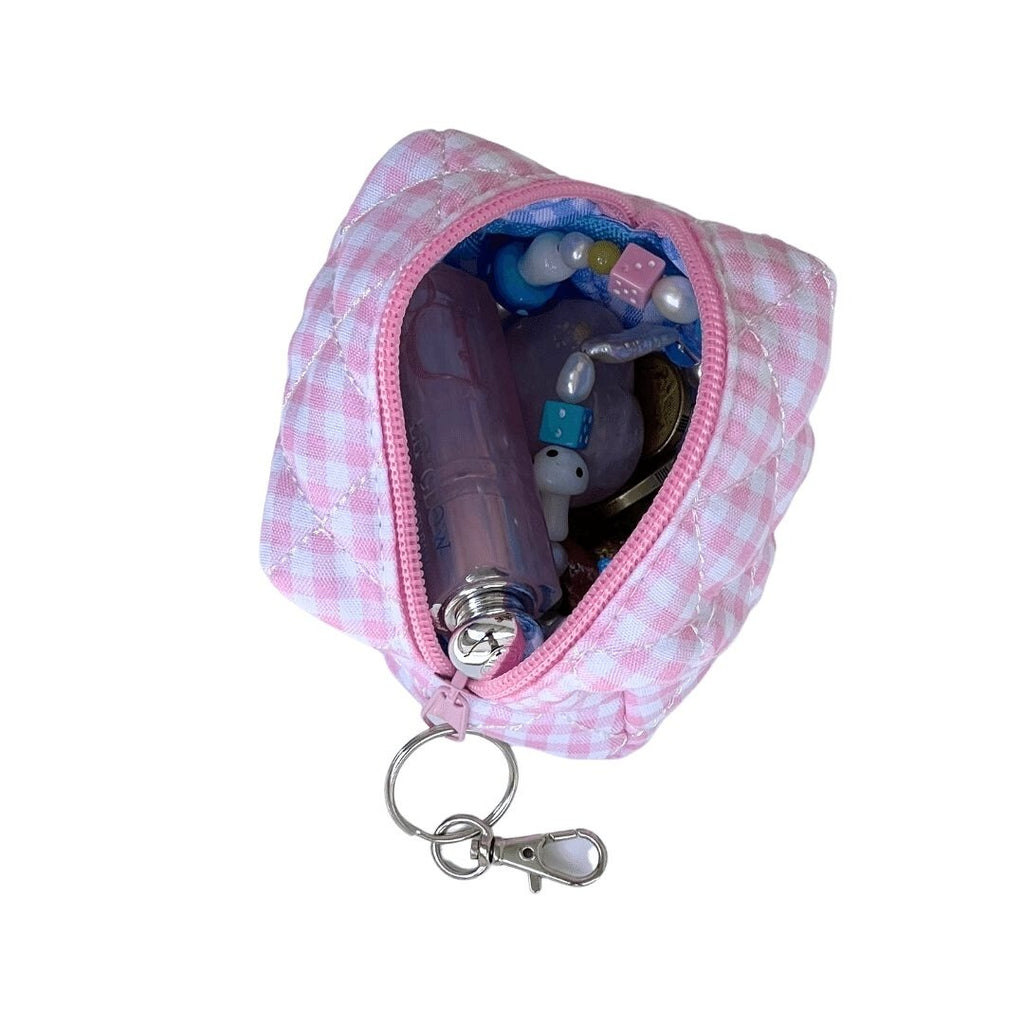 Aurora Micro Keychain Pink Blue Gingham Quilted Keychain Astala Luna