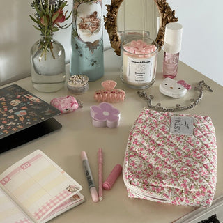 Quilted makeup bag makeup bag astala luna carry all makeup pouch pencil bag brushes bag makeup case vintage floral vanity case cosmetic bag Laptop case laptop bag quilted laptop cover laptop