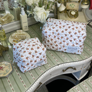 Quilted makeup bag makeup bag astala luna carry all makeup pouch pencil bag brushes bag makeup case vintage floral vanity case cosmetic bag Laptop case laptop bag quilted laptop cover laptop