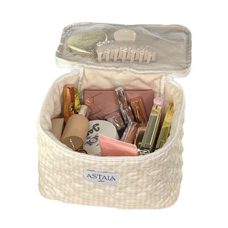 Quilted gingham travel vanity case for sale at Astala Luna