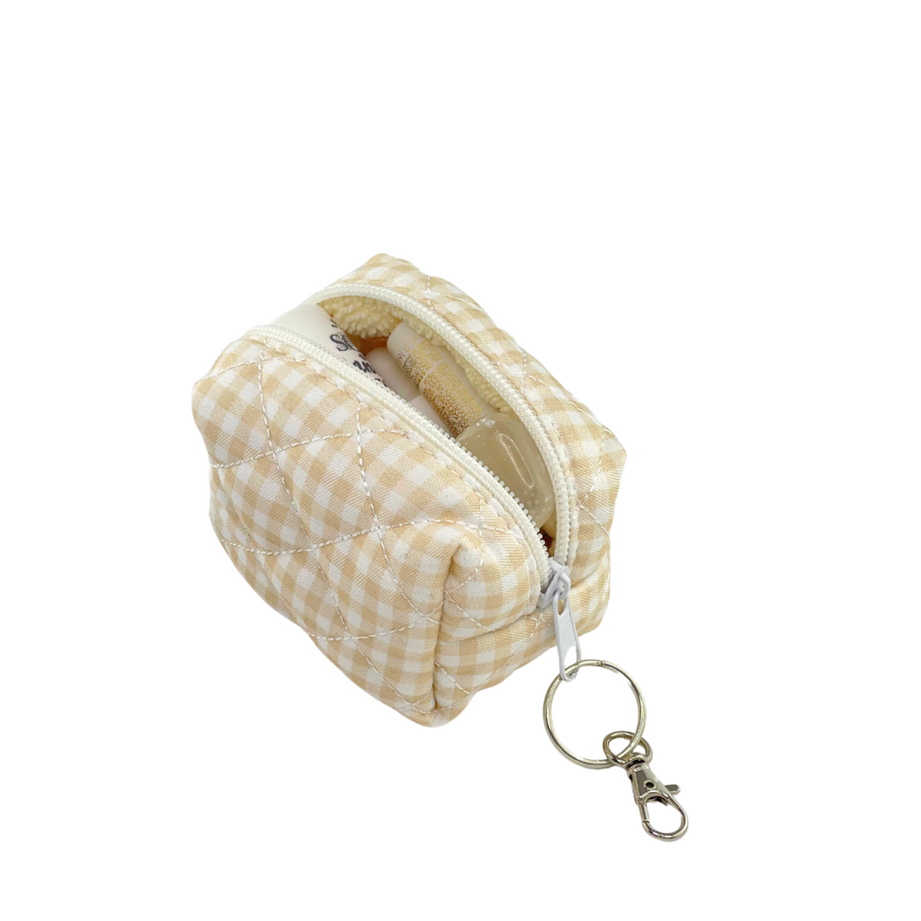Celestial Micro Keychain | Beige Gingham + Fuzz Quilted Micro Keychain ...