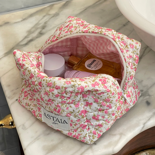 Blossom Mini Pink Floral Print Quilted Bag Make Up Bag