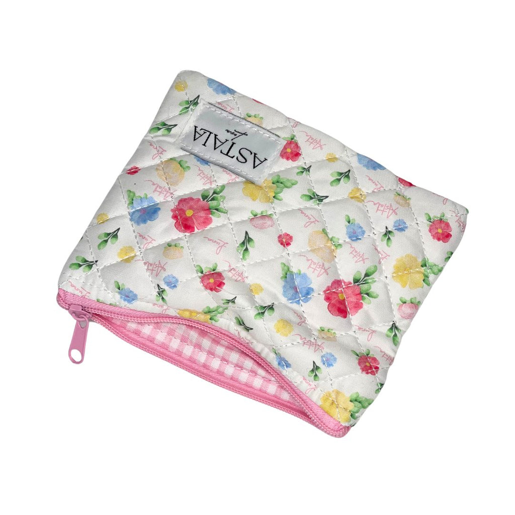 Amelie Pouch - Watercolour Floral Print Quilted Pouch – Astala Luna