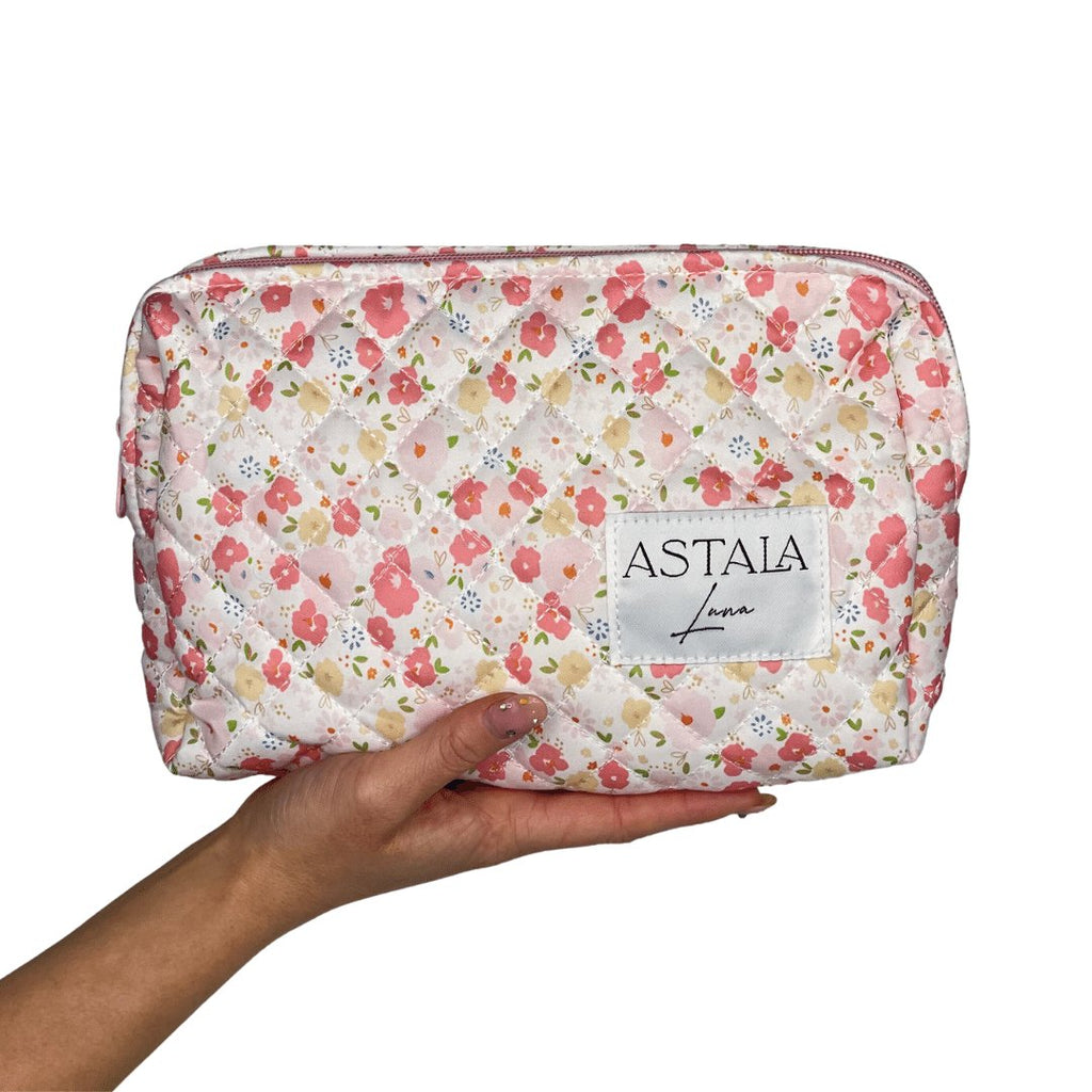 Posie Case | Pink Floral Print Quilted Case | Pencil Case | Brush Case ...